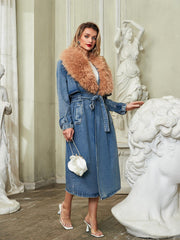 Ishtar Faux Fur Collar Denim Coat