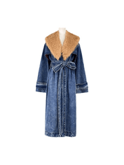 Ishtar Faux Fur Collar Denim Coat