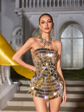 Isvyre Strapless Rhinestone Sequin Mini Dress