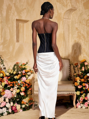 Ivie V Neck Ruched Split Maxi Dress