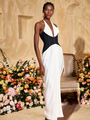 Ivie V Neck Ruched Split Maxi Dress