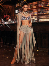 Ixandriel Fringe Knitted Cover Up Skirt Set
