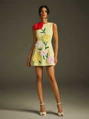Ixion Sleeveless Flower Mini Dress