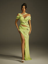 Izgoth Cutout Sequin Split Maxi Dress