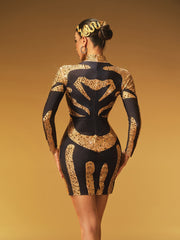 Jaelira High Neck Rhinestone Mini Dress