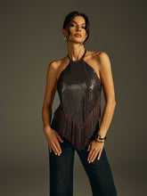Jaelon Halterneck Sequin Fringe Top