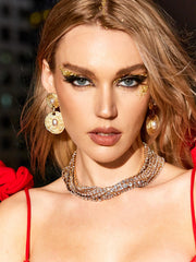 Jago Multi Layered Crystal Necklace In Gold