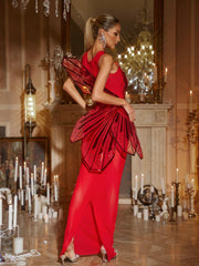 Jaidlynn Butterfly Embellished Maxi Dress In Red