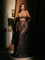 Janine Lace Skirt Set With Gloves