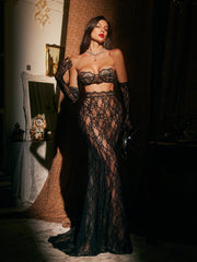 Janine Lace Skirt Set With Gloves