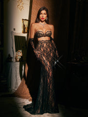 Janine Lace Skirt Set With Gloves