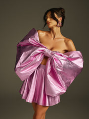 Jazrik Bow Metallic Skirt Set