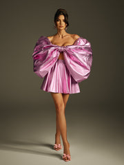 Jazrik Bow Metallic Skirt Set