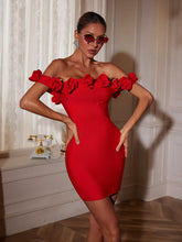 Jester Off Shoulder Flower Bandage Dress