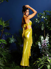 Johnn Halterneck Ruched Skirt Set