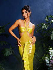 Johnn Halterneck Ruched Skirt Set