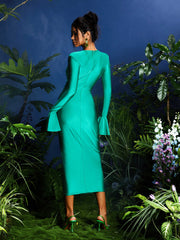 Jonix Long Sleeve Cutout Midi Dress