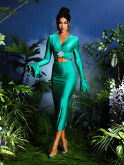 Jonix Long Sleeve Cutout Midi Dress