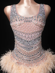 Jyrithia Sleeveless Embellished Feather Bodysuit