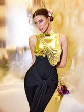 Kari Sleeveless Drapery Armor Top In Gold