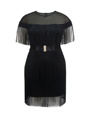Kayelee Round Neck Fringe Mini Dress