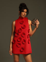 Keane Sleeveless Bow Flower Mini Dress