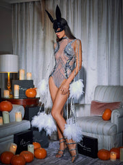 Kent Sequin Fringe Mesh Bodysuit