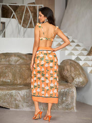 Kesia Ruffle Printed Bikini Three Piece Set