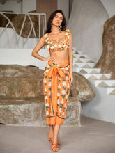 Kesia Ruffle Printed Bikini Three Piece Set