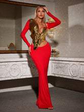 Kiaan Deep V Dapery Armor Top In Gold