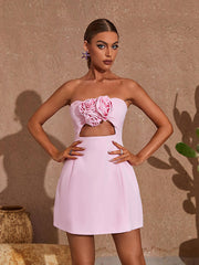 Kinsley Strapless Cutout Mini Dress In Pink