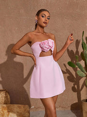 Kinsley Strapless Cutout Mini Dress In Pink