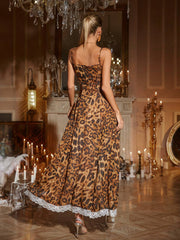 Kiran Leopard Lace Split Maxi Dress
