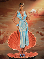 Korbin Cutout Ruched Split Sequin Skirt Set