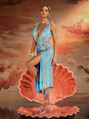 Korbin Cutout Ruched Split Sequin Skirt Set