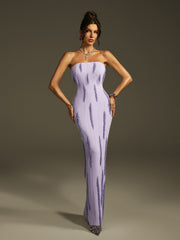 Lanica Strapless Beaded Fringe Maxi Dress