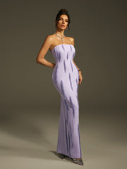 Lanica Strapless Beaded Fringe Maxi Dress