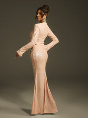 Laraib Sequin Skirt Set In Apricot