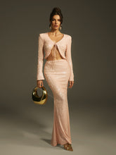 Laraib Sequin Skirt Set In Apricot