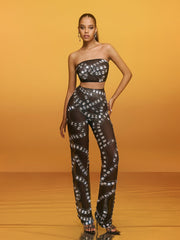 Latika Rhinestone Mesh Pants Set