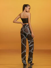 Latika Rhinestone Mesh Pants Set