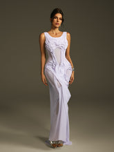 Leafar Sleeveless Ruched Maxi Dress