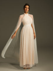 Leeto Pearl Mesh Maxi Dress