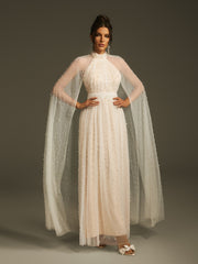 Leeto Pearl Mesh Maxi Dress