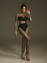 Leolani Rhinestone Mesh Jumpsuit