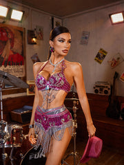 Lexor Crystal Fringe Sequin Top Set