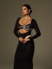 Lianne Bow Twisted Armor Top In Silver