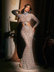 Liora High Neck Embellished Cutout Maxi Dress