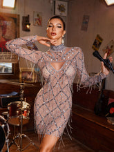 Lyrix Crystal Fringe Mesh Mini Dress