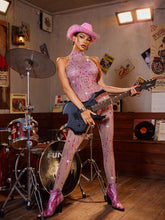 Lyrthos High Neck Rhinestone Jumpsuit